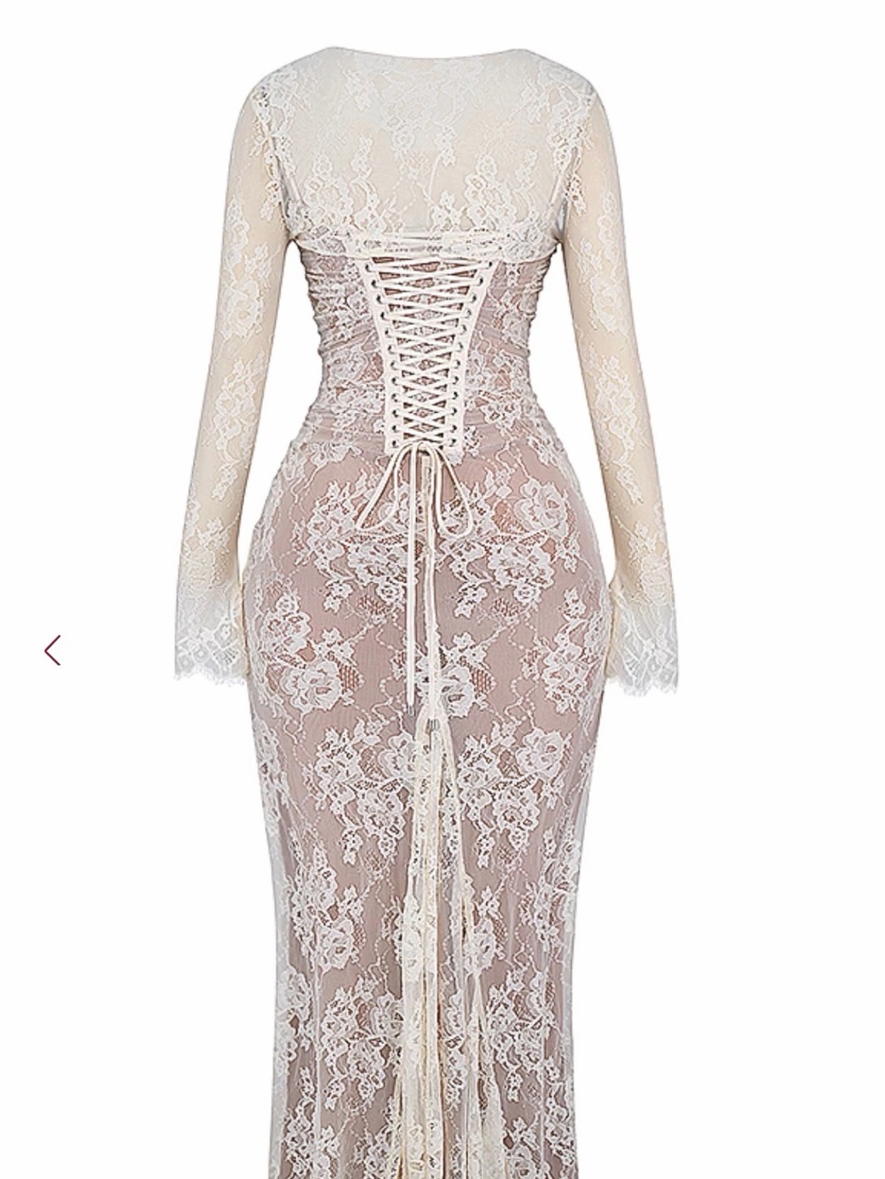 House of CB Ivory Lace Corset-Back Long Sleeve Gown - Picture 13 of 16